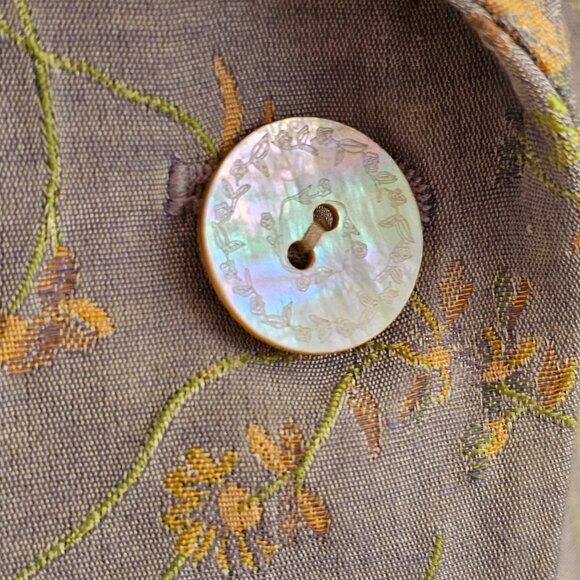 Tahari Vintage Light Purple Pant Suit with Green and Orange Flowers Sz 6 - Picture 14 of 16